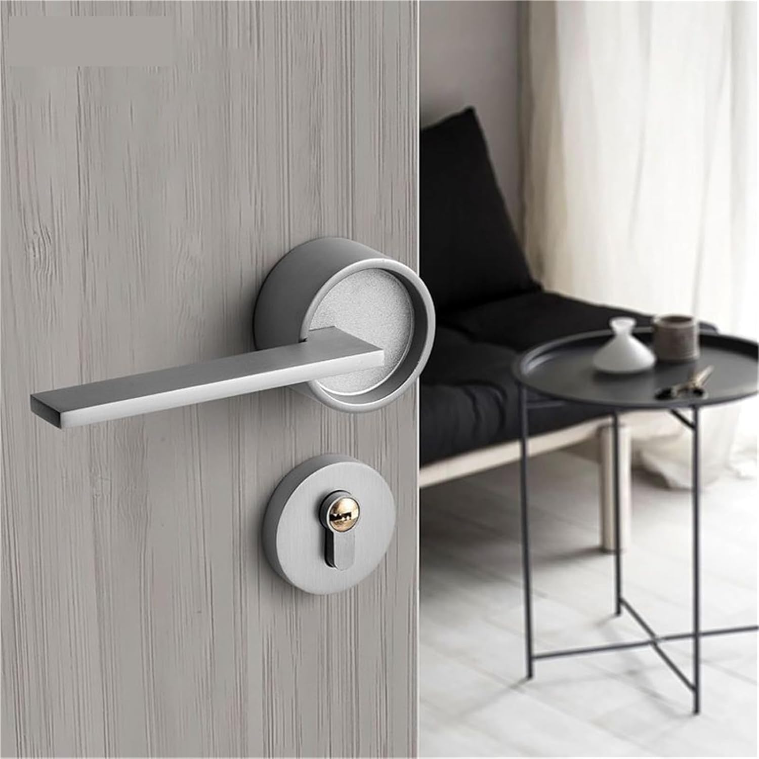 Interior Silent Bathroom Door Lock Zinc Alloy Bedroom Door Handle Locks Deadbolt Lock Mute Mechanical Locks 1Pcs(Yellow Bronze)