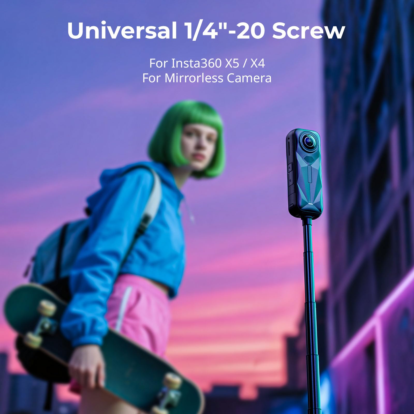 SmallRig 59" Treppiede Selfie Stick per Hero 12/11/10/9, per DJI Action 4/5 Pro, Invisibile per Panoramica per Insta360 X4/X5, Asta di Prolunga con Impugnatura Regolabile per Action Camera 5284