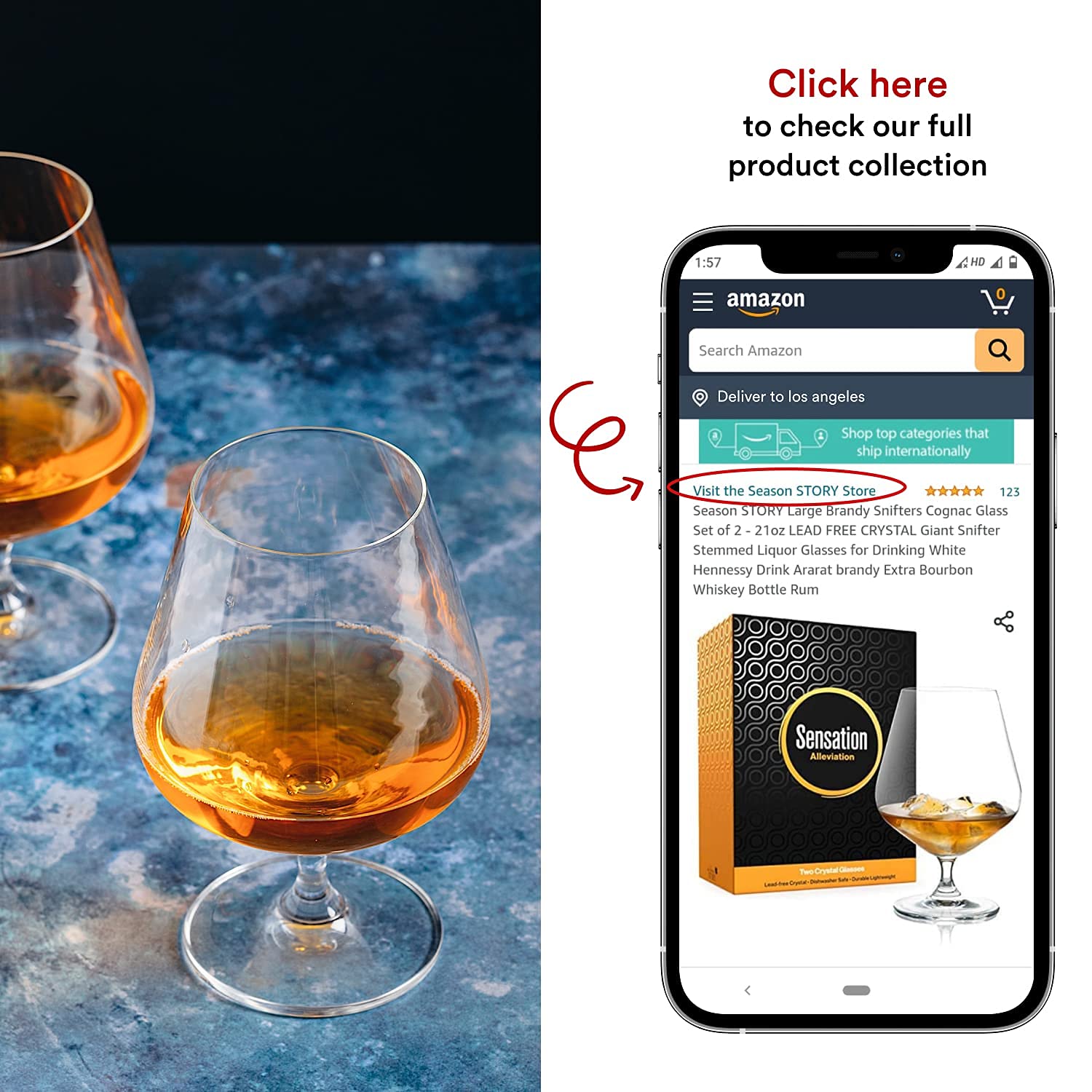 Buy Season STORY Large Brandy Snifters Cognac Glasses Set of 2 21oz