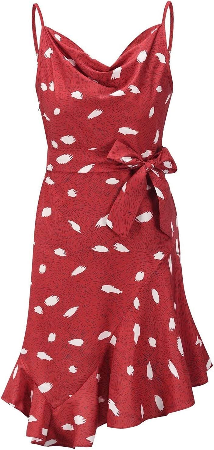 Verstellbarer Ersatz-Schultergurt, Handtaschenträger, Kleider for Damen, V-Ausschnitt, Blumen-Wickelkleid, ärmellos, Spaghettiträger, Sommer, lässiges Swing-Kleid, Sommerkleider (Farbe: Marineblau, Gr