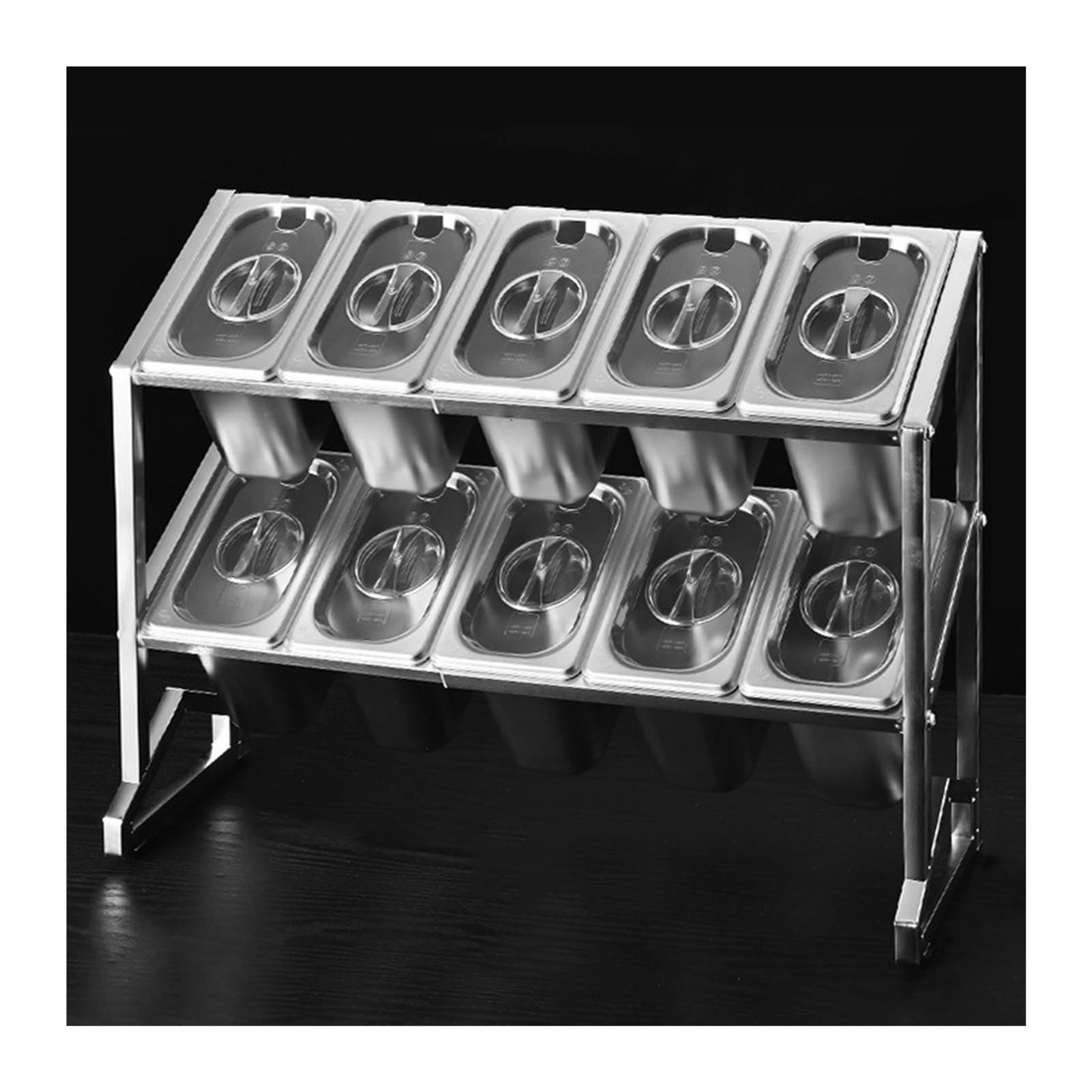 Étagère à épices extensible - Distributeur de condiments pour garnitures - En acier inoxydable - Pour comptoir de cuisine, sauces, vinaigrettes, confitures, buffets, essens