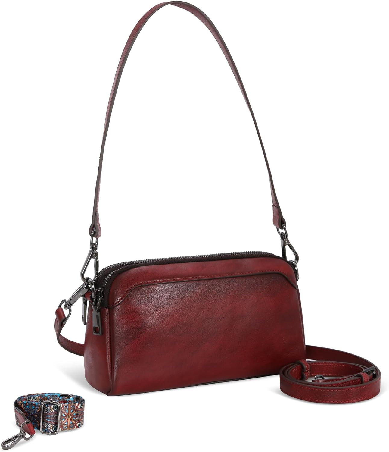 Iswee Leather Purses for Women Small Cossbody Bags Multi Pockets Shoulder Purse Vintage Satchel Bag Daily Travel Purses - Image 7