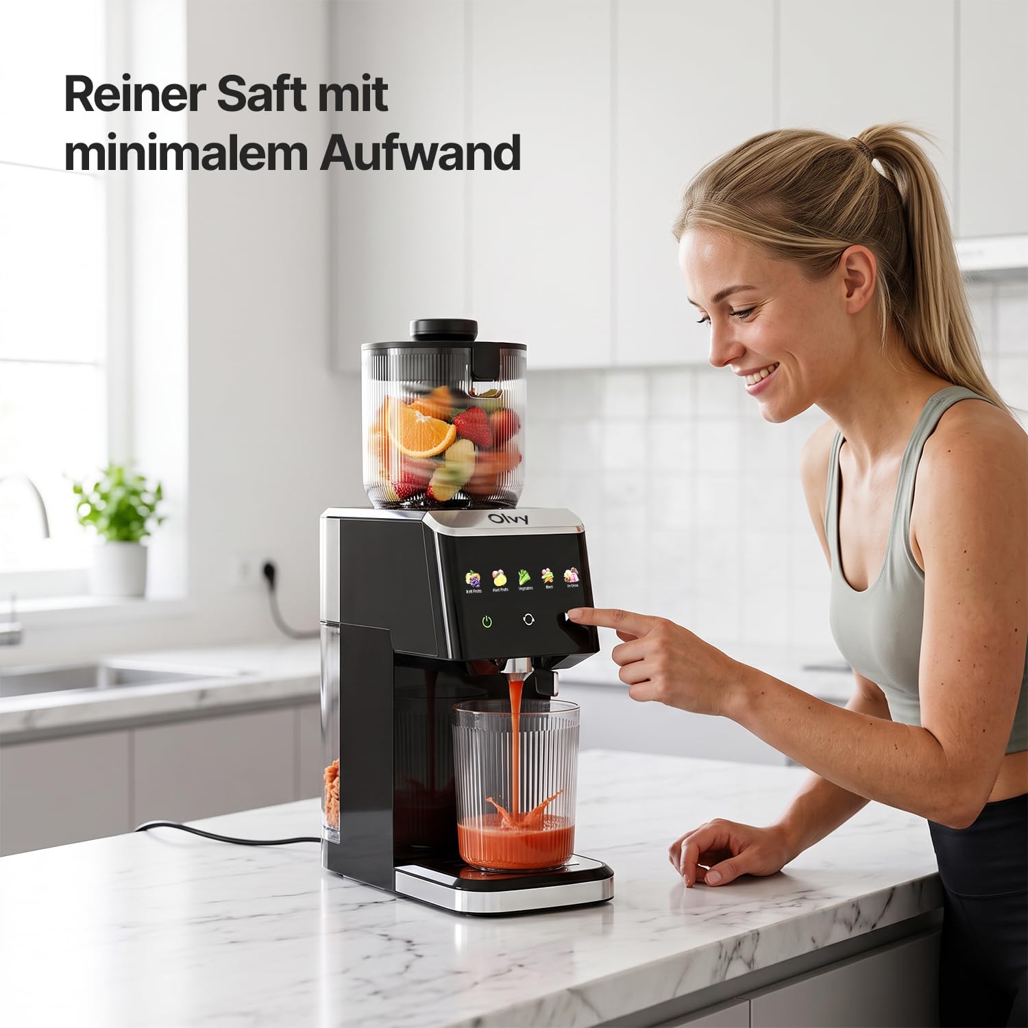Olvy Slow Juicer Saftpresse | Kaltentsafter für Maximale Vitamine