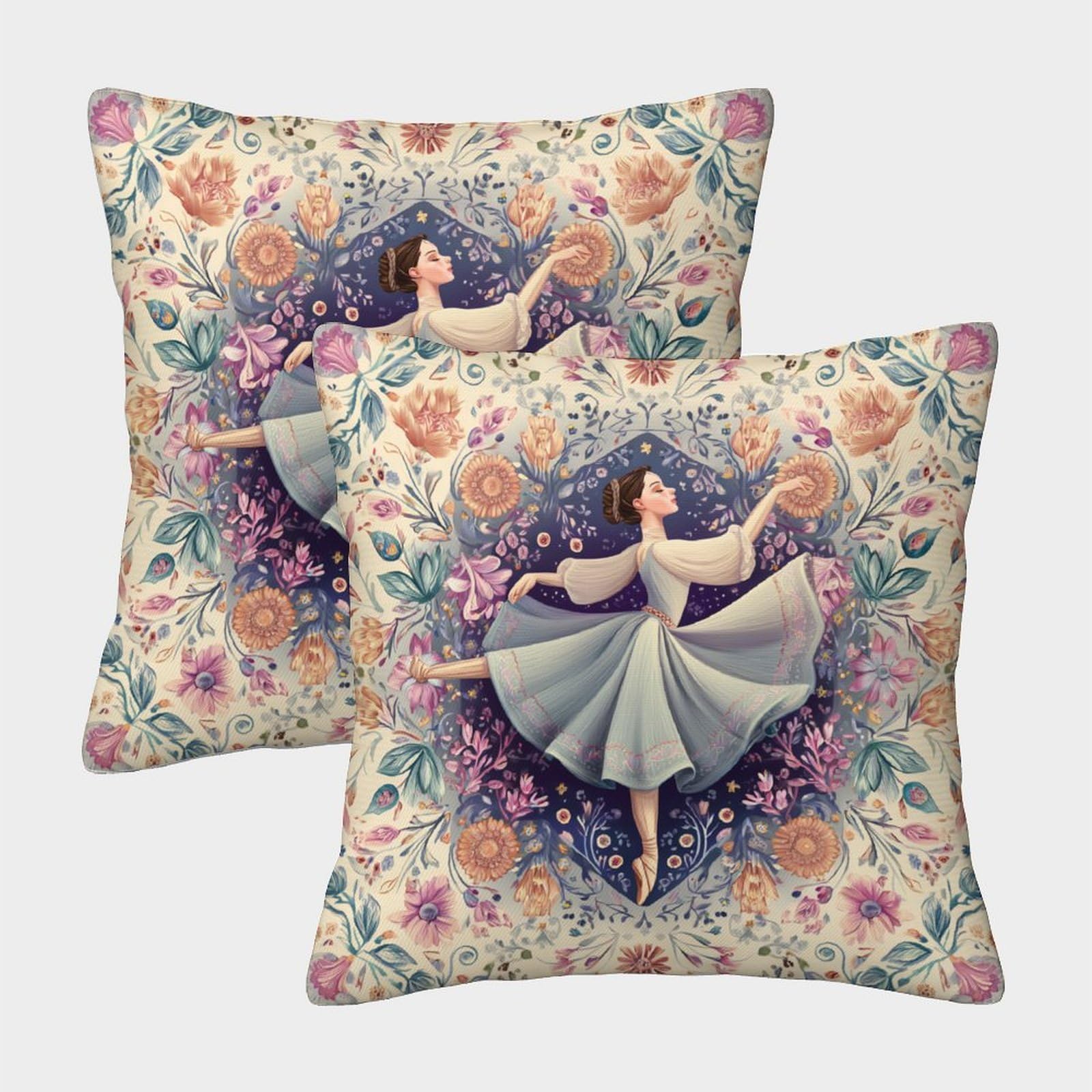 kaiyun 2 Pack Women, Flowers Pillow Case 40x40cm Throw Pillow Case,Modern Decoration Pattern for Terrace Sofa Bedroom Indoor Outdoor Party