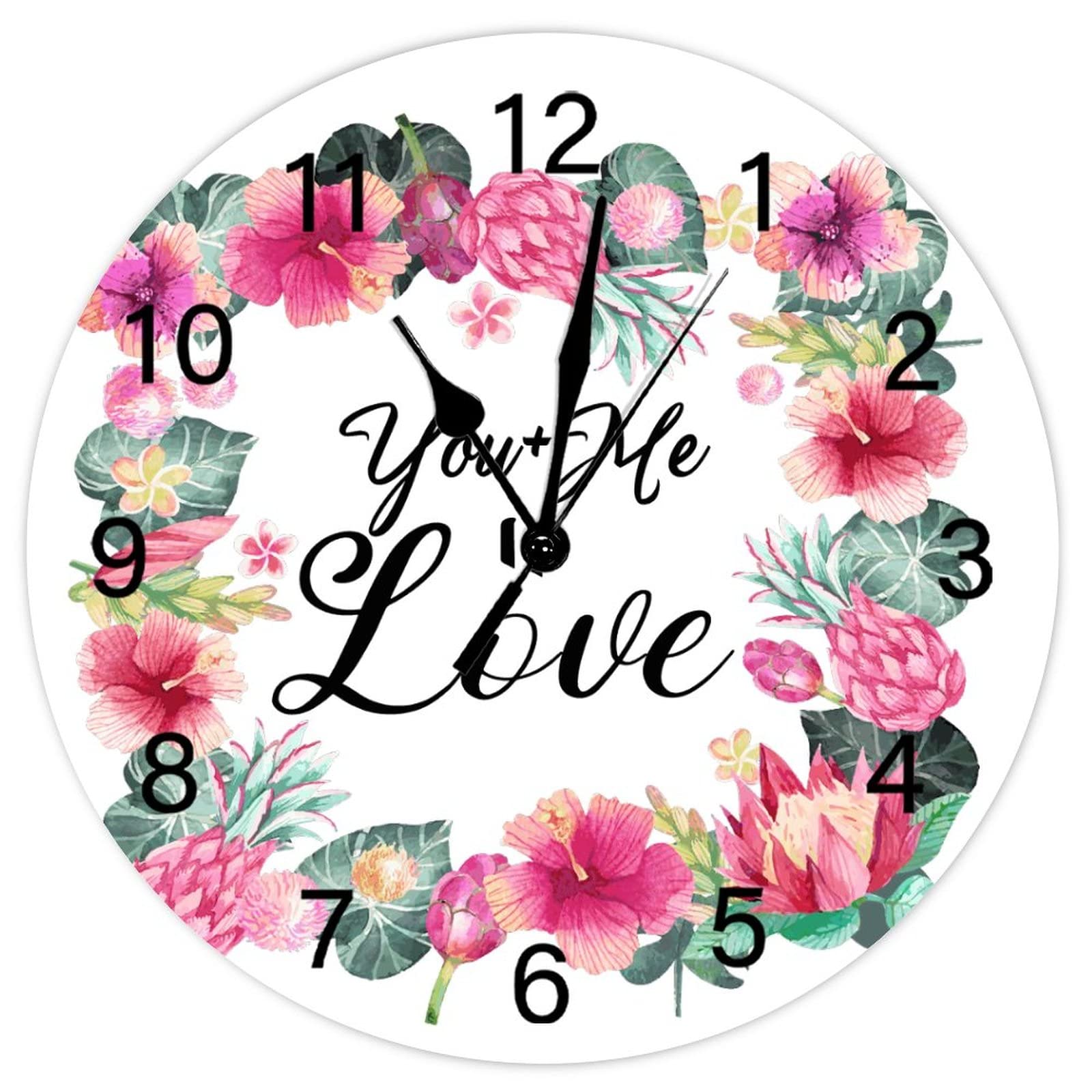 Horloge ronde You Me Love rustique de 38 cm pour cuisine