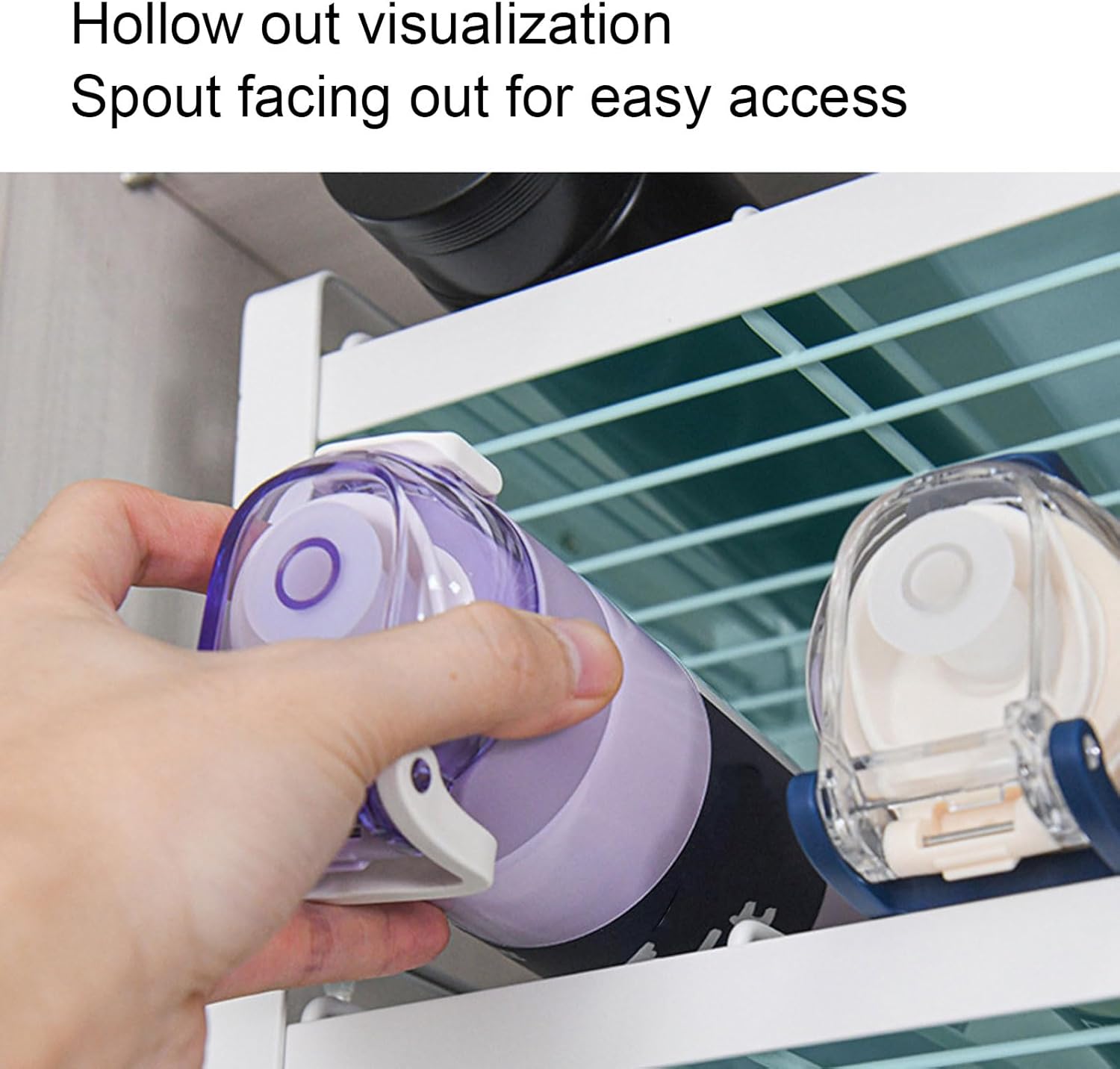 CDQL Water Bottle Organizer for Cabinet,Stackable Water Bottle Storage Rack,Iron Space Saving Water Bottle Organizer for Kitchen Countertop Fridge