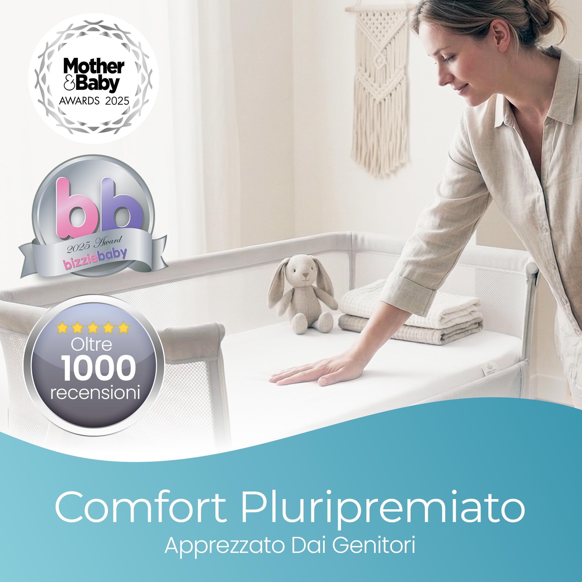 Lenzuola Next To Me 51x85 – Set Di 2 Pezzi Colore Bianco Lenzuolo Angoli Next To Me in 100% Cotone Biologico - Elasticizzate e Ultra morbide