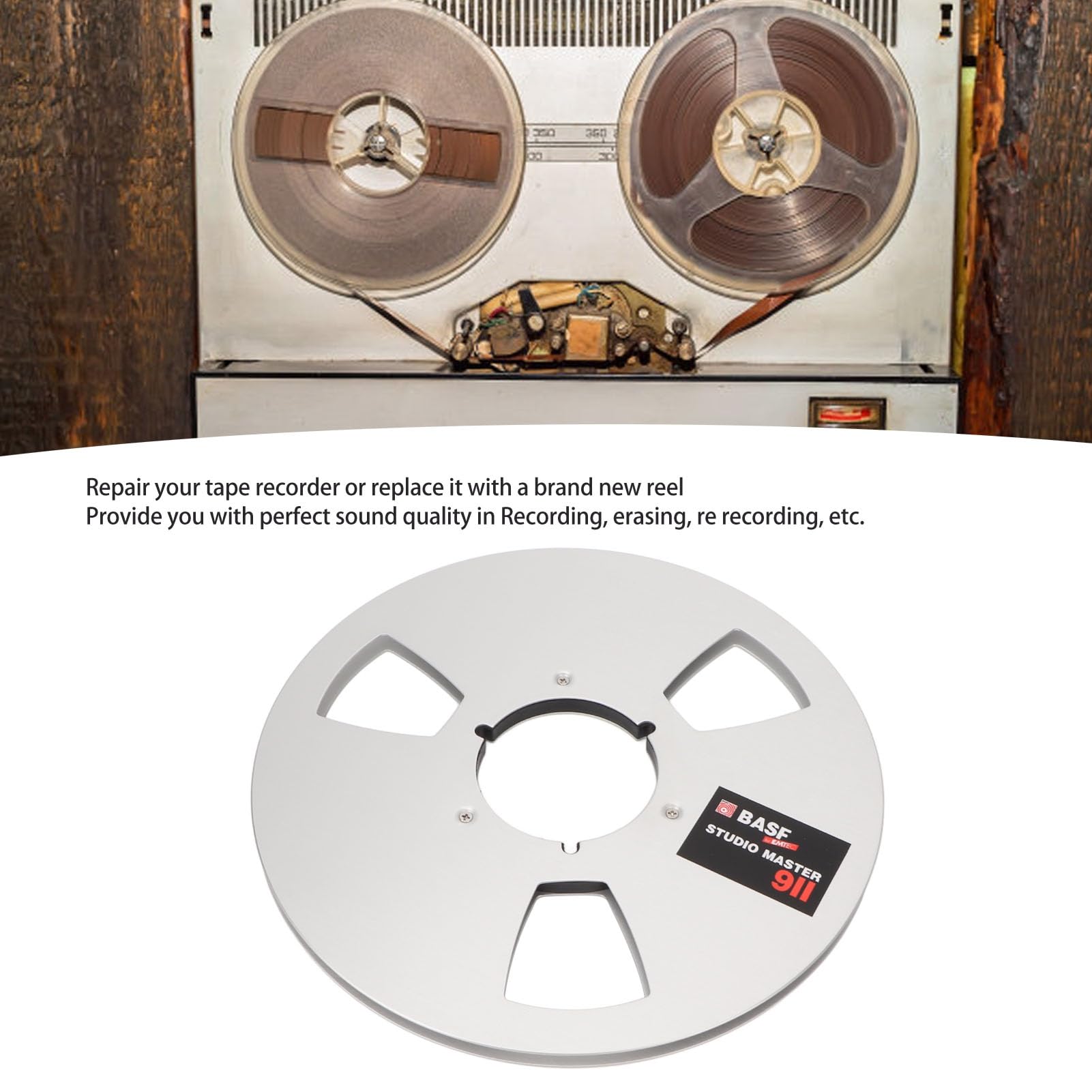 Carrete de Cinta de Grabación, Carrete de Cinta Vacío de 1/4 10 Pulgadas, Piezas de Máquina de Apertura de Disco Vacío de Aleación de Aluminio Universal para Cinta de 1/4 con Diámetro de(Plata)