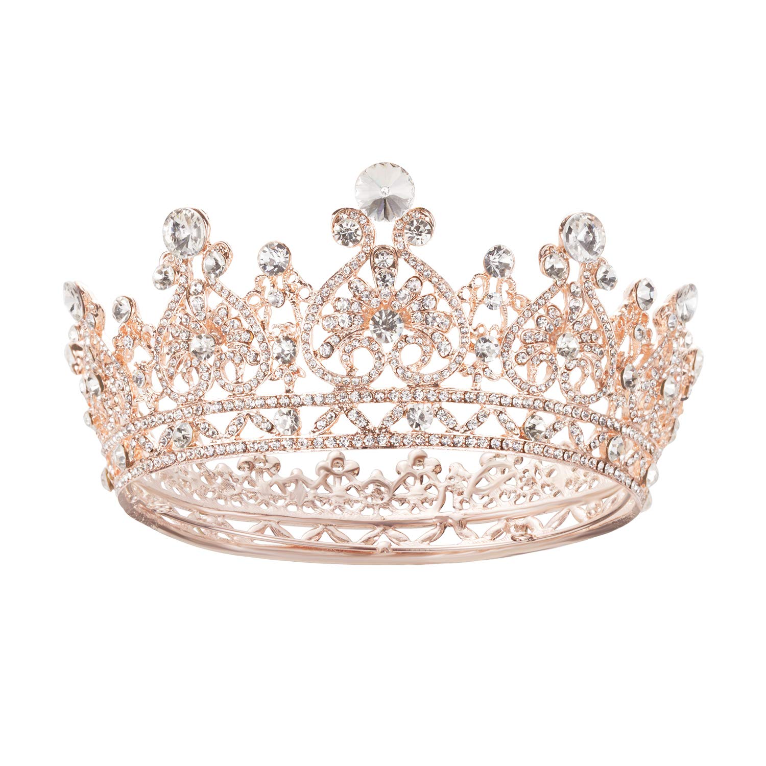 JOYPEA Crown Women Girls Rhinestone Womens Vintage Rose Gold Tiara