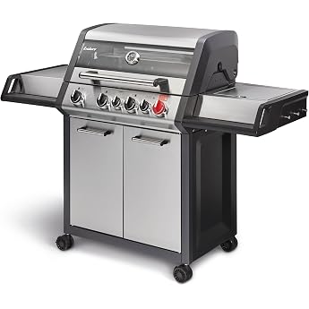 Enders  Monroe Pro 4 Sik Turbo Gas Grill 4 Stainless Steel Burner Side Burner Infrared Back Burner Viewing Window Heat Range  Switch Grid  800  C Turbo Zone  Simple Clean  #8378