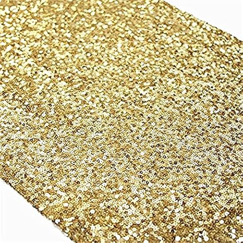 Trlyc 10Pcs 12 by 108-Inch Gold Sequin Tablerunner Cover