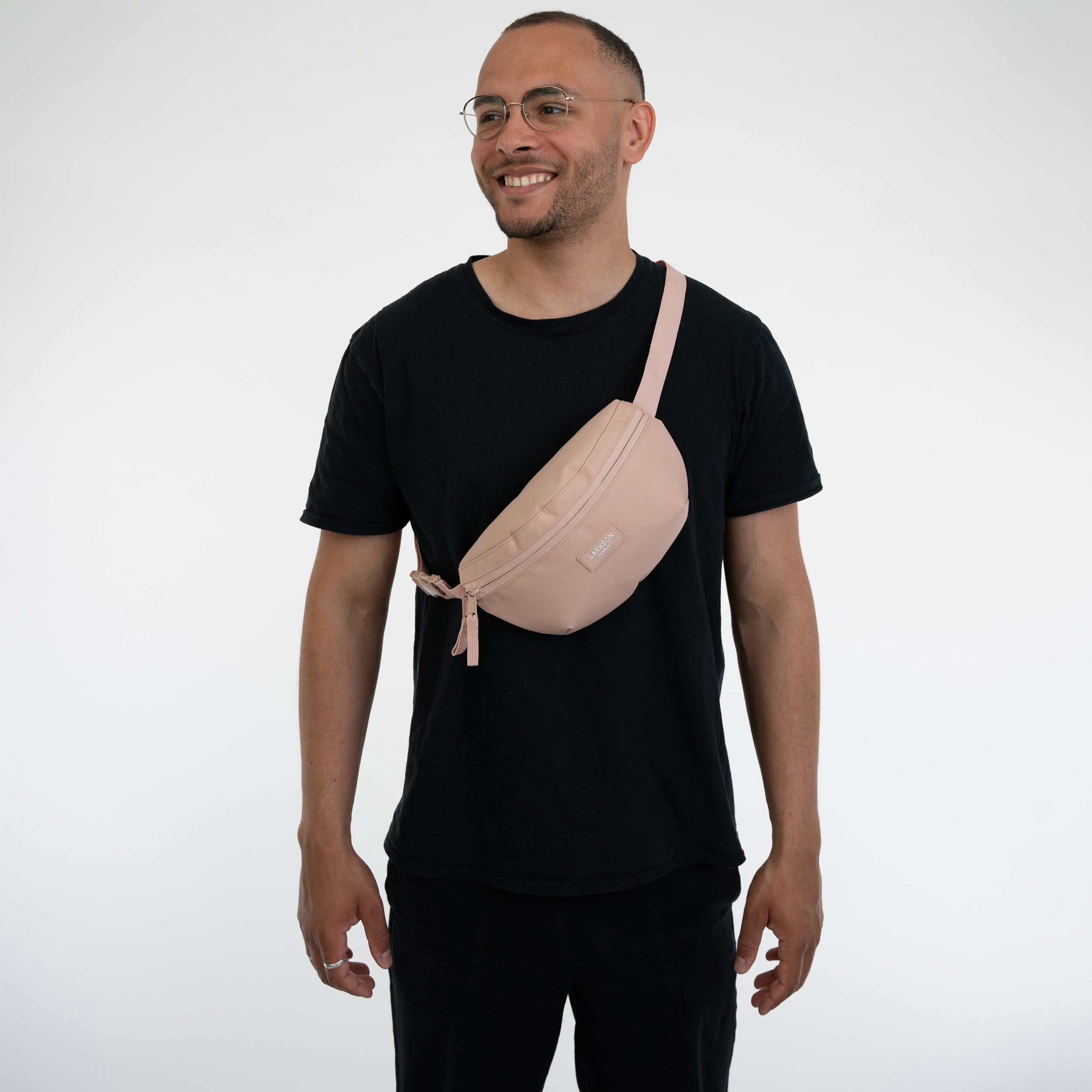 LARKSON Torba nerka damska i męska - Finn - saszetka biodrowa do uprawiania sportu na świeżym powietrzu w mieście - stylowa torba na pasek na festiwal - Crossbody Bag z paskiem - wodoodporna, rose