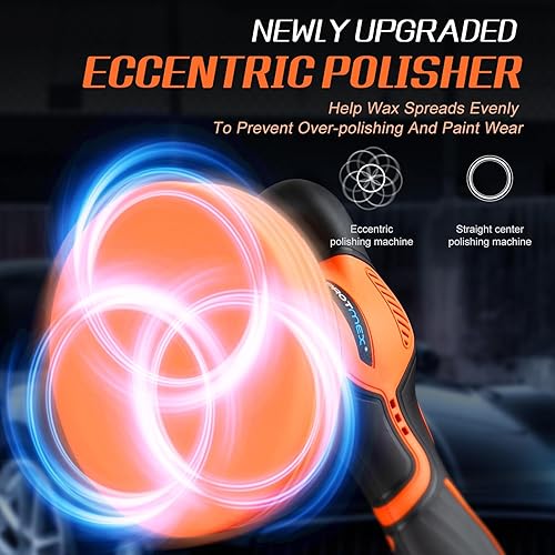Miniatura 3 de Protmex Pulidora inalámbrica para automóvil, kit de pulidores y pulidores de automóvil de 6 pulgadas, kit de pulido de automóvil de 6 velocidades