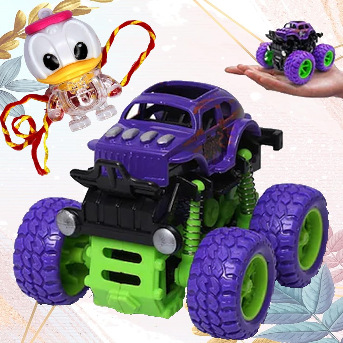 Prime Raksha Bandhan Combo of Mini Monster Truck Car Toy with Free Cartoon Led Thread Rakhi Bracelet for Kids Boys Gifting Pack of 1 (Random Color Design) (B098K2B99H) Amazon Price History, Amazon Price Tracker