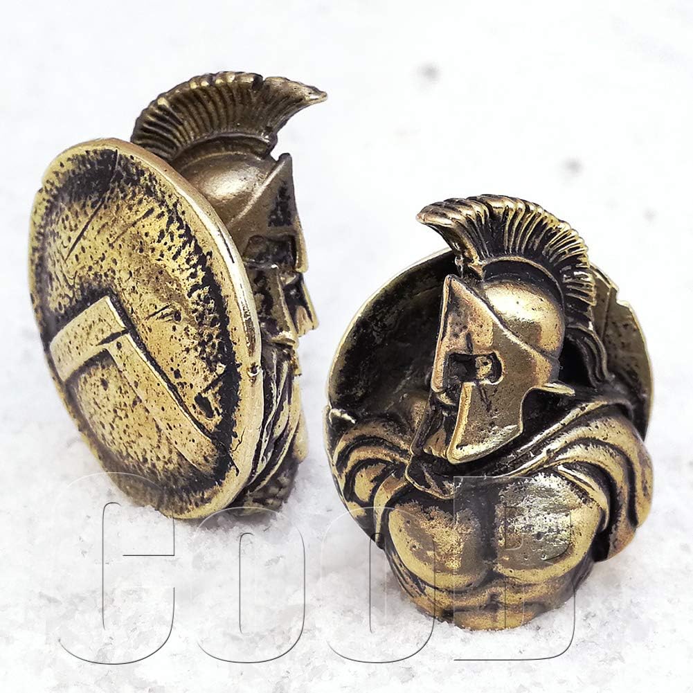 СooB EDC Paracord Bead, Beard Bead, Knife Lanyard Bead Charm Knight Warrior Collection. Metal Hand-Casted Paracord Beads Pendants for Paracord Lanyards 1Pcs/Lot (Spartan Leonidas Bronze)