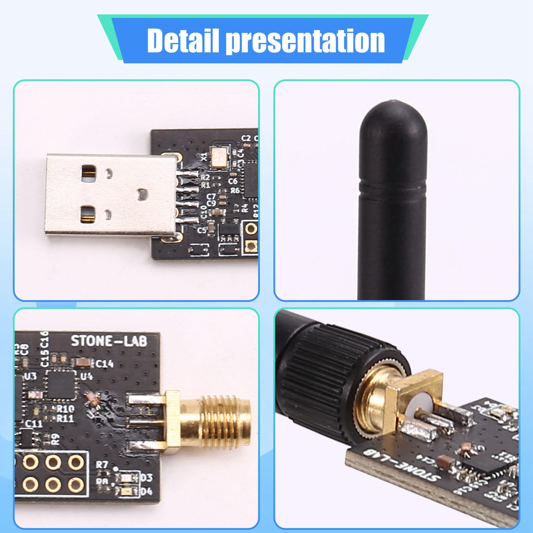 1 . Crazyradio PA - dalekiego zasięgu 2,4 GHz USB Radio Dongle z anteną oparte na NRF24LU1+ zasięg 1 km LOS