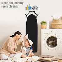 Vista 4 de Soporte de pared para tabla de planchar, soporte para tabla de planchar, organización y almacenamiento de decoración de lavandería, con cesta base