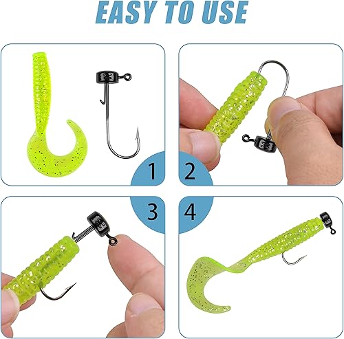 Miniatura 6 de Ned Rig - Cebos de pesca con cabezas de calceta para señuelos suaves, 25 unidades, 110 onzas, 18 onzas, 16 onzas