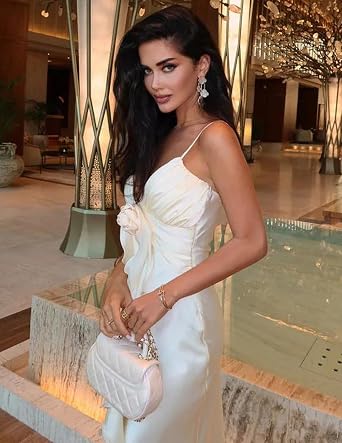 BELLA BARNETT Trendy Alluring Ruffled Pleated Prom Dress Chic Deep V Strappy Cocktail Dress