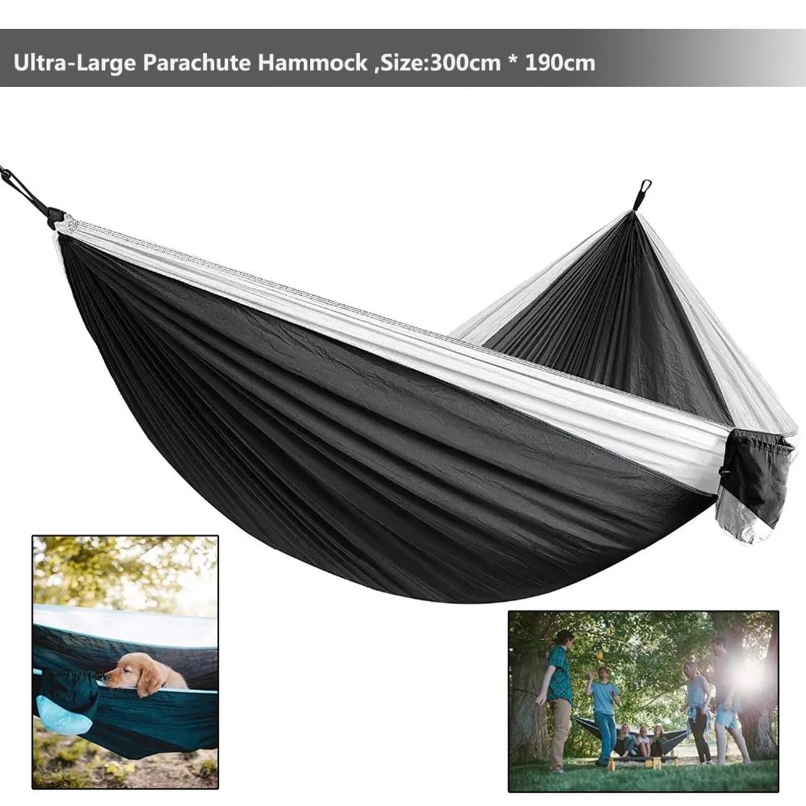 Ultra große, leichte Camping-Hängematte für 2 Personen, perfekt für Überleben, Garten, Entspannung, Reisen und Outdoor-Abenteuer (Blau & ge)