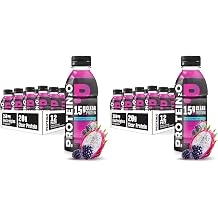 Protein2o Hydration Drink - 2-in-1 Liquid Clear Whey Protein Isolate and Electrolyte Drink - 15g Protein,Vitamins B5,B6 - Post-Workout Recovery - 16.9 Fl Oz - Dragon fruit Blackberry,Pack of 24