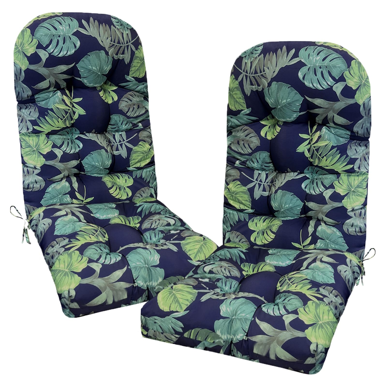 Eoieov Outdoor Rocking Chair Cushions Set of 2 Solid High Back Patio Chair Cushion with Ties,Waterproof Patio Rocking Chair Replacement Pads for Outdoor Furniture,47.24 * 19.69 * 4" Green Island
