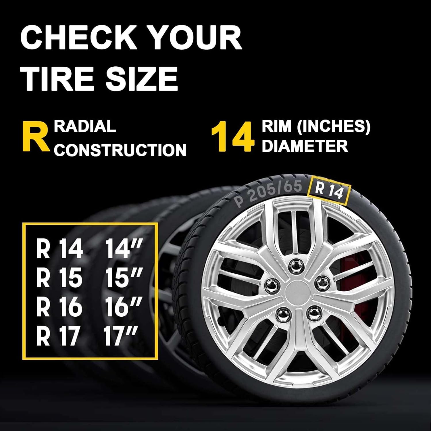 14 インチホイールトリム装飾ハブキャップホイールユニバーサルホイールキャップホイールカバー車のハブキャップ自動修理アクセサリー,2