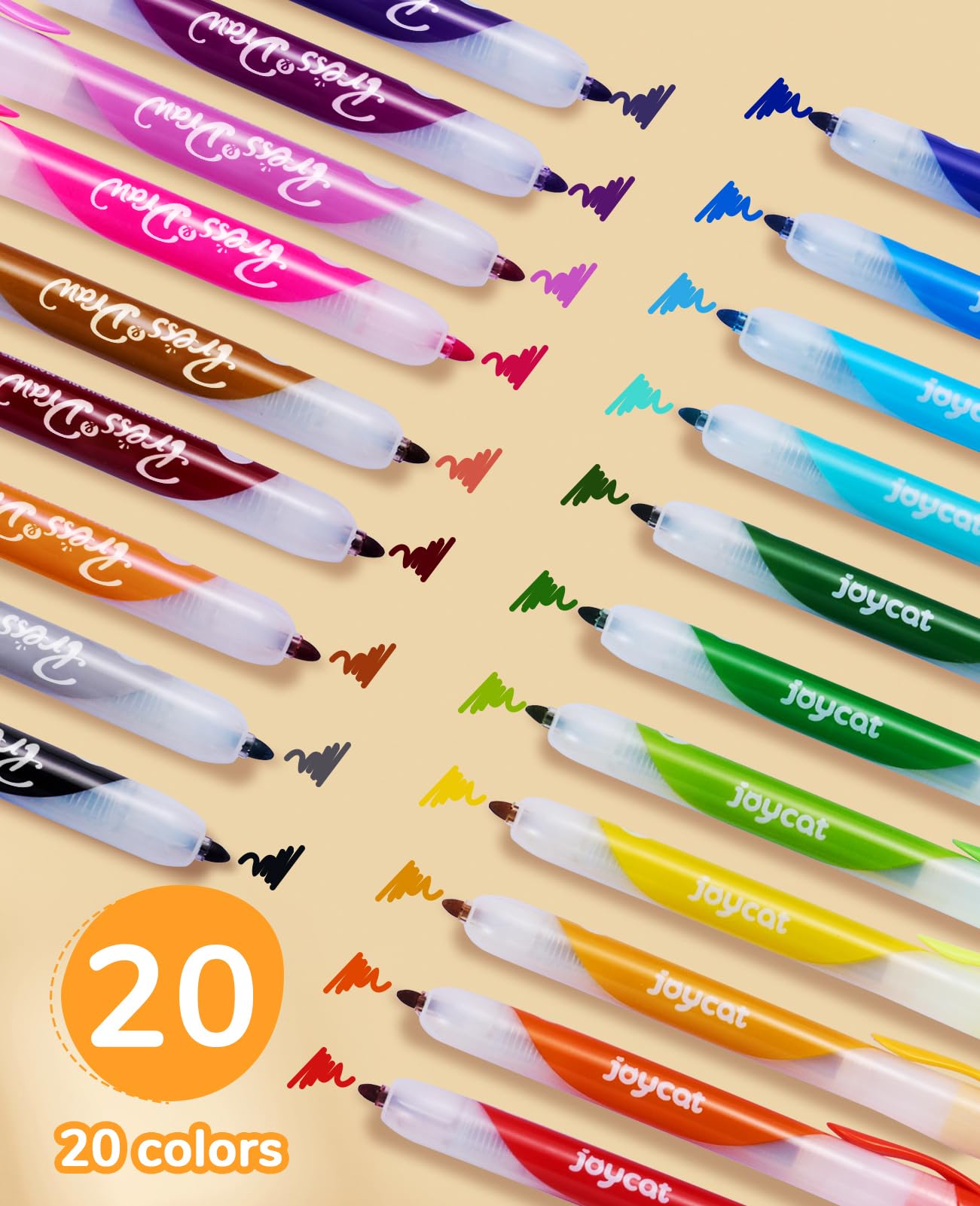 JoyCat Click Washable Markers for kids with Retractable Tips,20