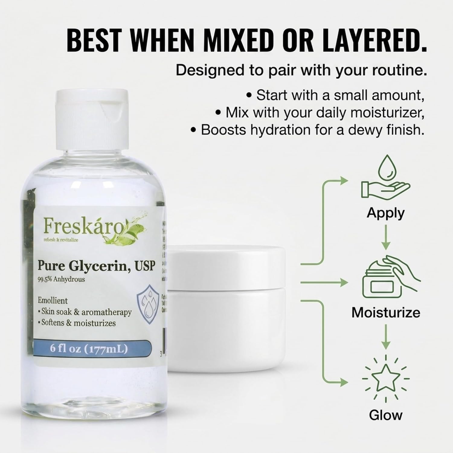Pure Glycerin 99.5% Liquid Moisturizer for Skin & Hair, Vegetable-Derived Glycerin for Face & Body Care, Non-Greasy Hydration, DIY Skincare & Massage Use (3 Pack - 18 fl oz)