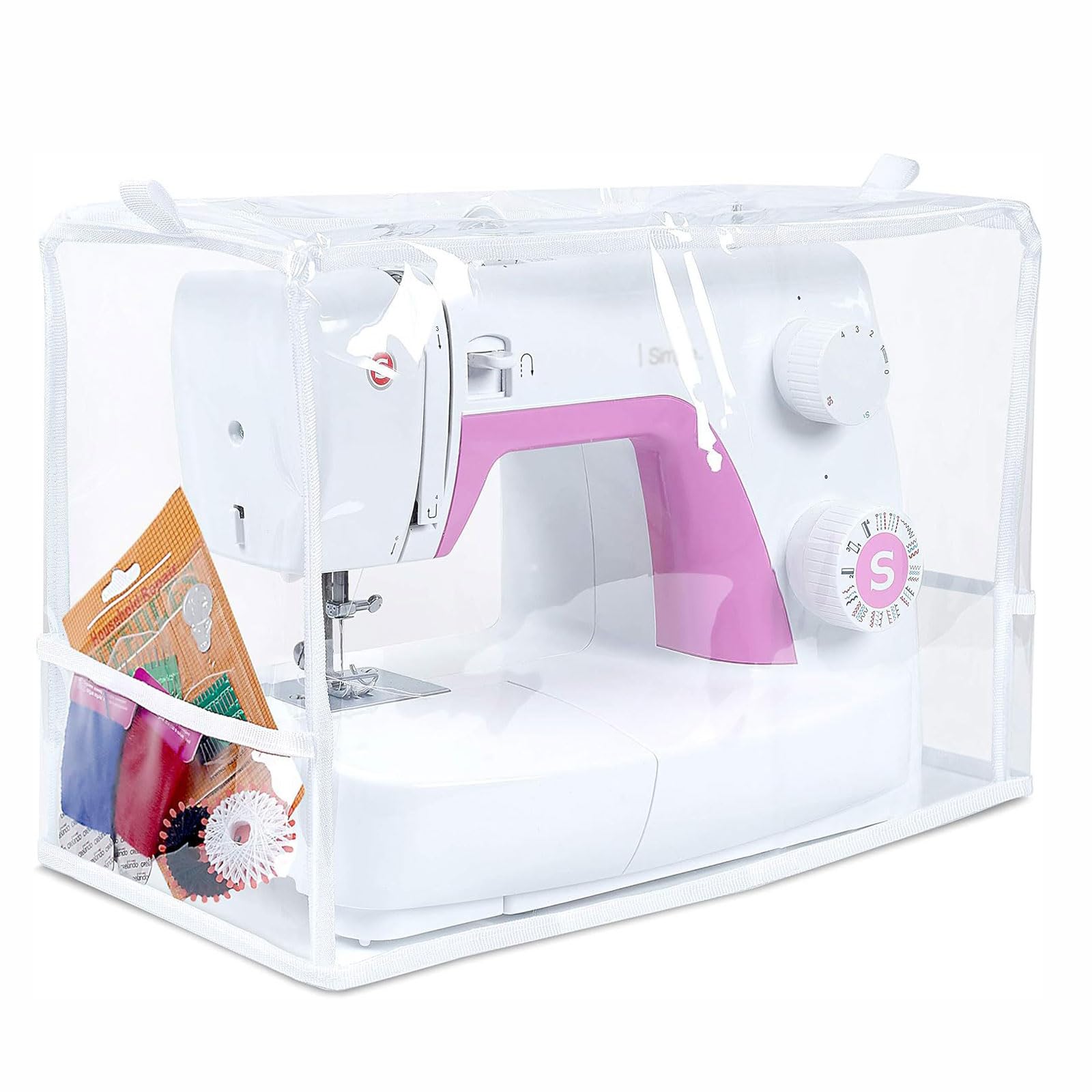 Funda Antipolvo portátil para máquina de Coser, PVC Impermeable y Resistente a los arañazos con 2 Bolsillos, Funda para máquina de Coser, Bolsa de Almacenamiento de Herramientas