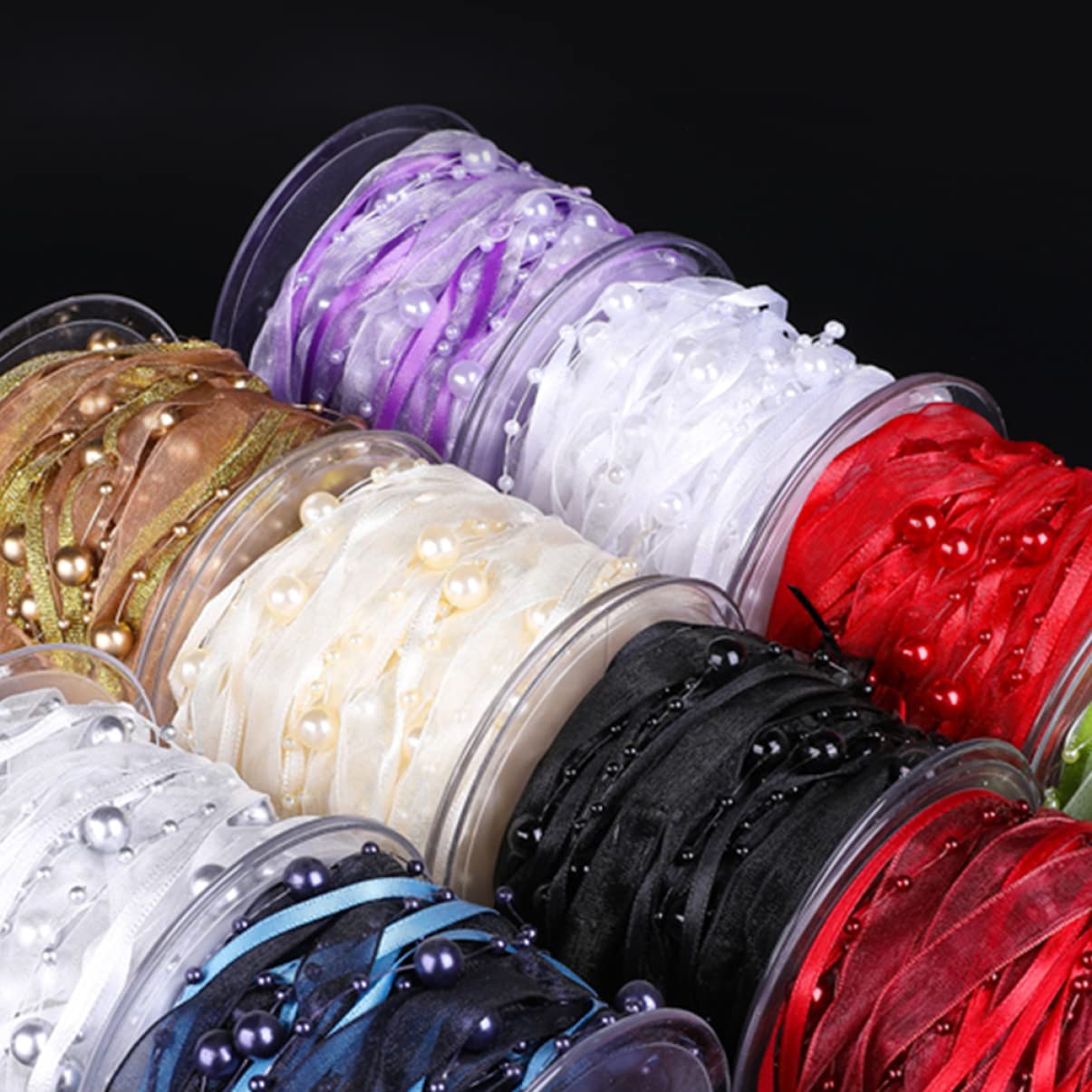 SHINEOFI Lot De 3 Rouleaux De Ruban Décoratif Perlé Tendance Pour Mariage Fêtes Et Projets Artisanaux
