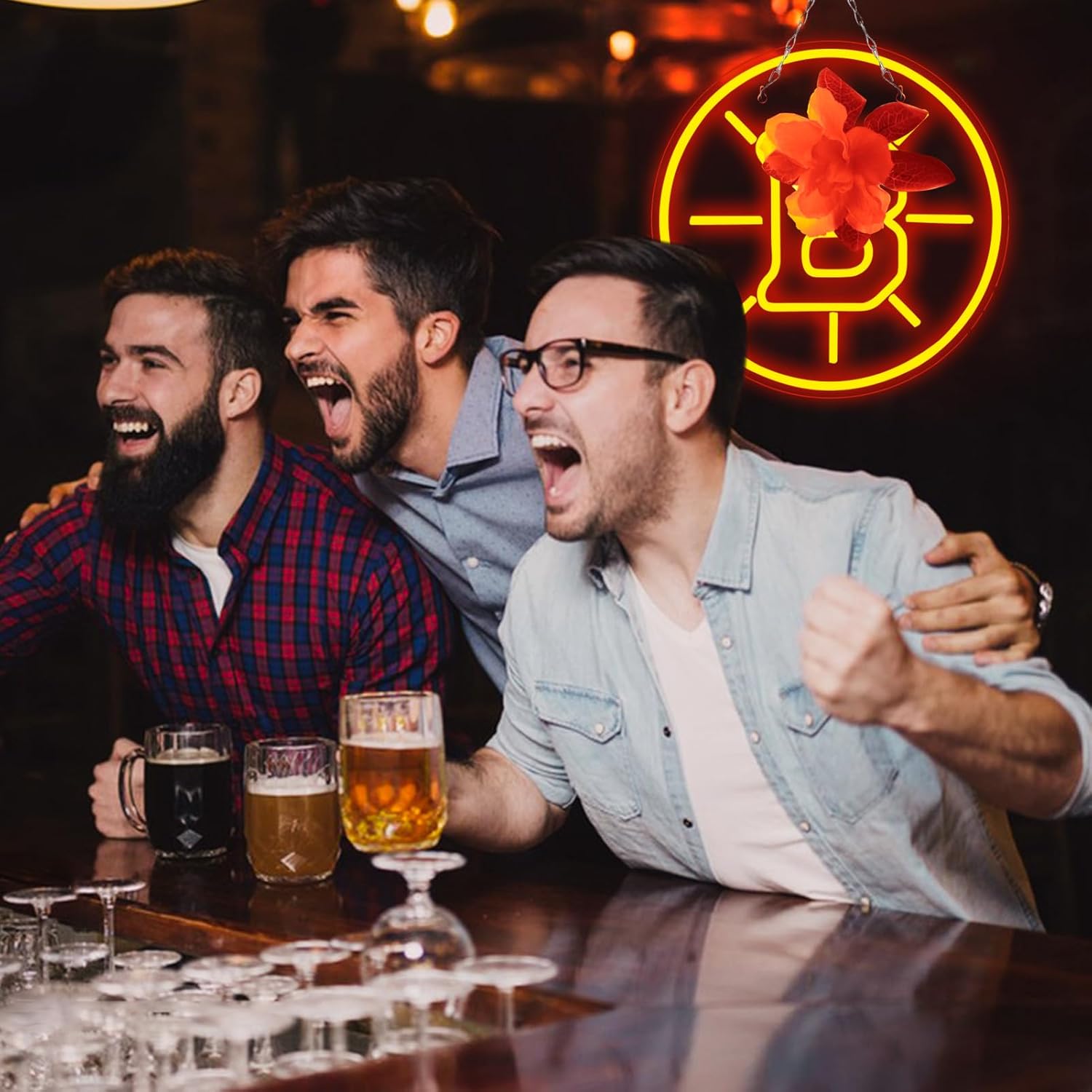 Balanar Hockey Sport Club Neon Sign for Wall Decor, Hockey LED Neon Light For Man Cave Or Garage Decoration, Hockey Team Logo Light For Bar, Dorm Room, Party,Game Room Decoration 12.2 * 12.2 inch - Image 5