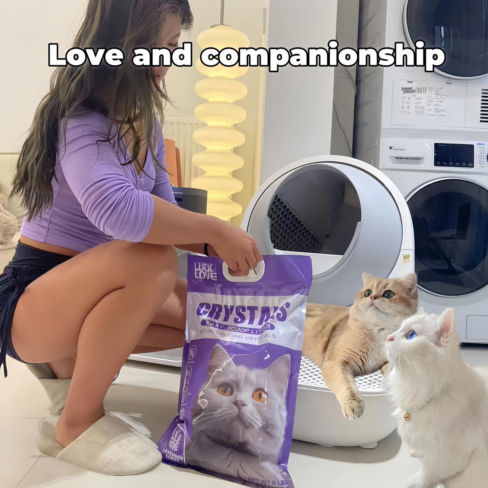 Arena cristalina para gatos, azul sin perfume/aroma a lavanda, 8 libras, 99.9% libre de polvo, no se apelmaza, control de olores, patas suaves, súper absorbente (lavanda)