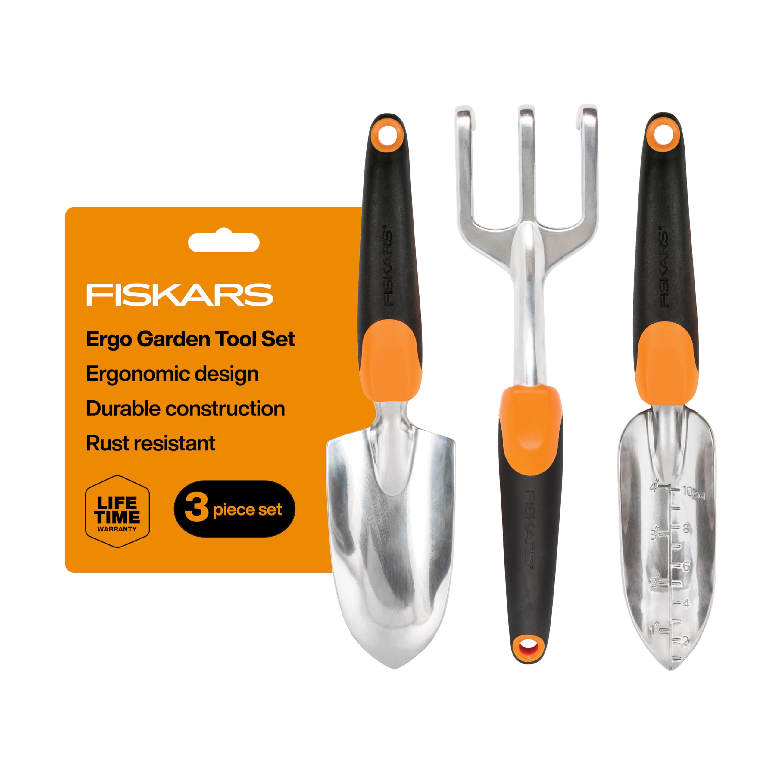 Fiskars 384490-1002 Garden Scratch Tool Set, Recyclable Package, Black/Orange