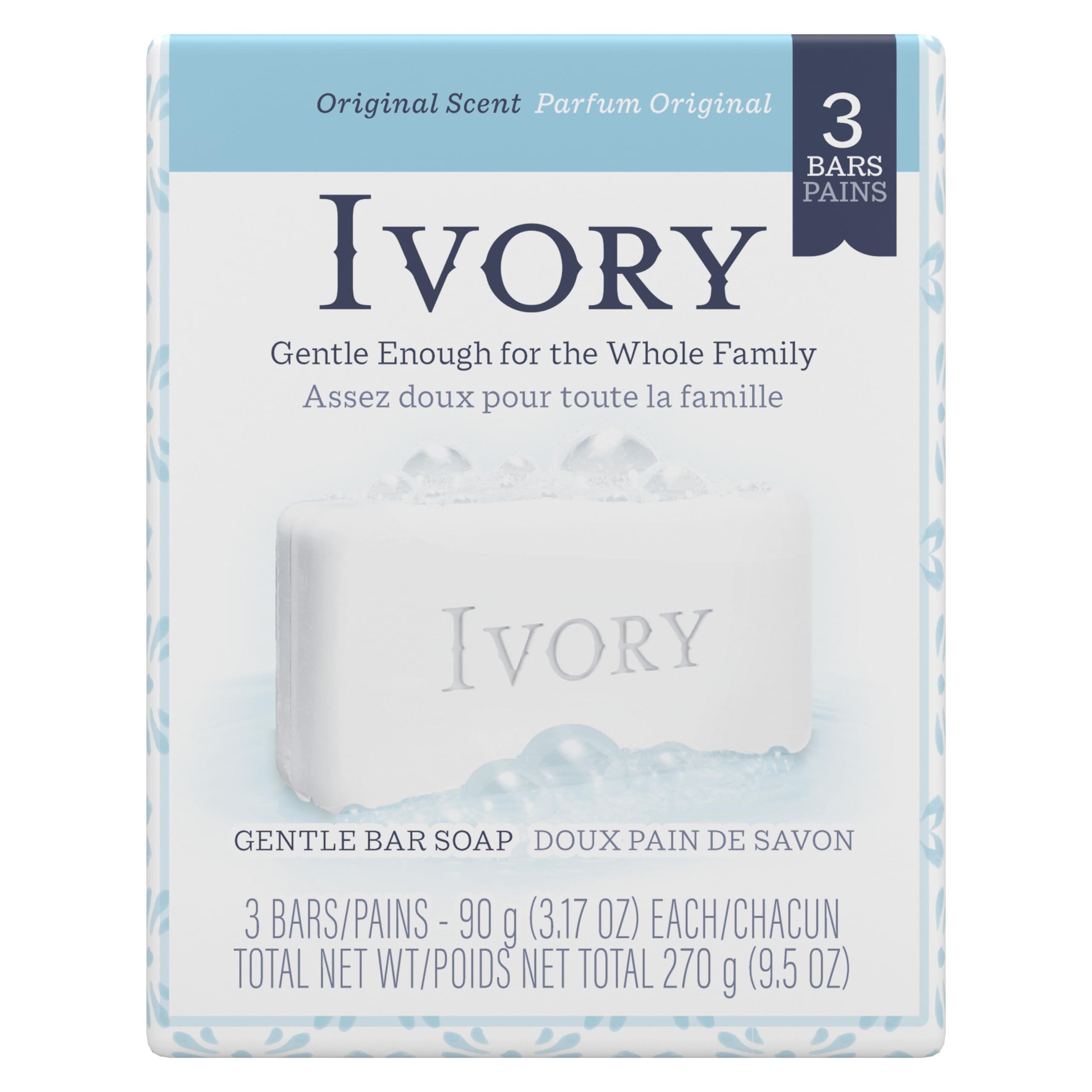 Ivory Simply Ivory Bath Bar for Unisex, 3 Count