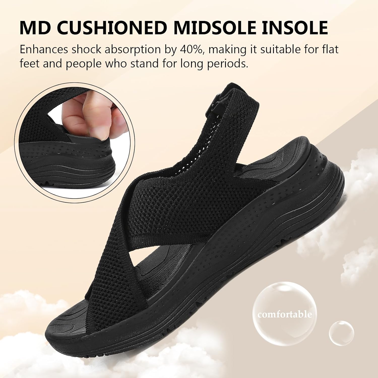 Womens Orthopedic Sandals Ladies Recovery Sport Outdoor Adjustable Strap Sandals with Comfortable Plantar Fasciitis Arch Support - Image 4