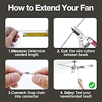 Vista 8 de SmoTecQ Extensión de cadena de ventilador de techo de 10 pies (120 pulgadas), plata chapada en níquel, cadena de bolas de cuentas de 0.118 in con 12