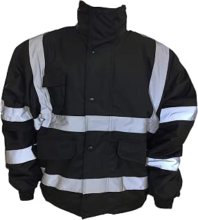 Black Yoko Hi Vis Bomber Jacket Reflective, Waterproof, Conforms to EN20471 Class 3, High Visibility, Small - 6XL, By Brook Hi Vis,