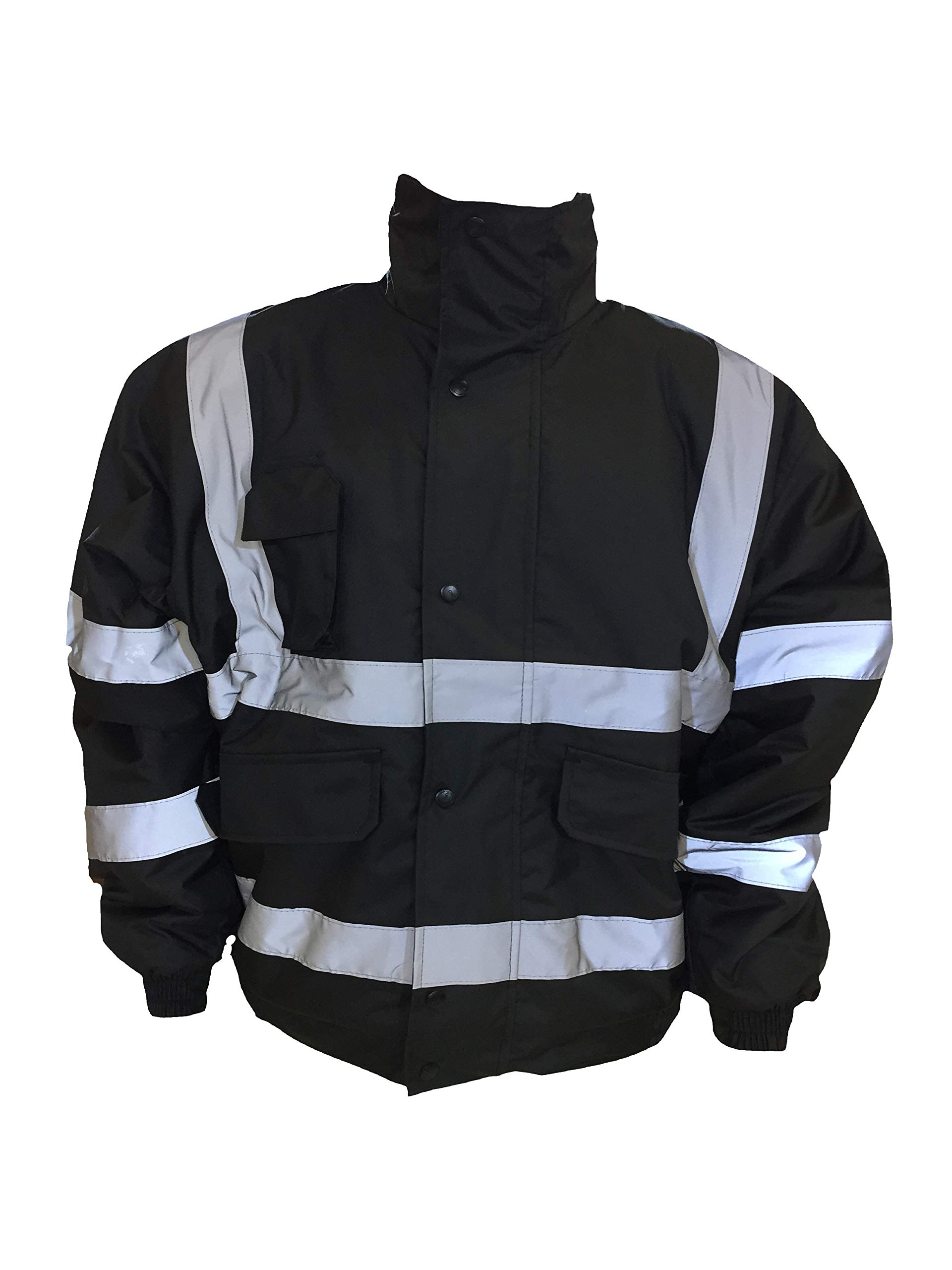 Black Yoko Hi Vis Bomber Jacket Reflective, Waterproof, Conforms to EN20471 Class 3, High Visibility, By Brook Hi Vis, XLarge