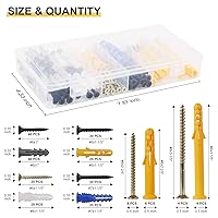 Vista 3 de Kit surtido de anclajes y tornillos para paneles de yeso de plástico, 220 unidades, 110 anclajes de pared y 110 tornillos de cabeza plana Philips
