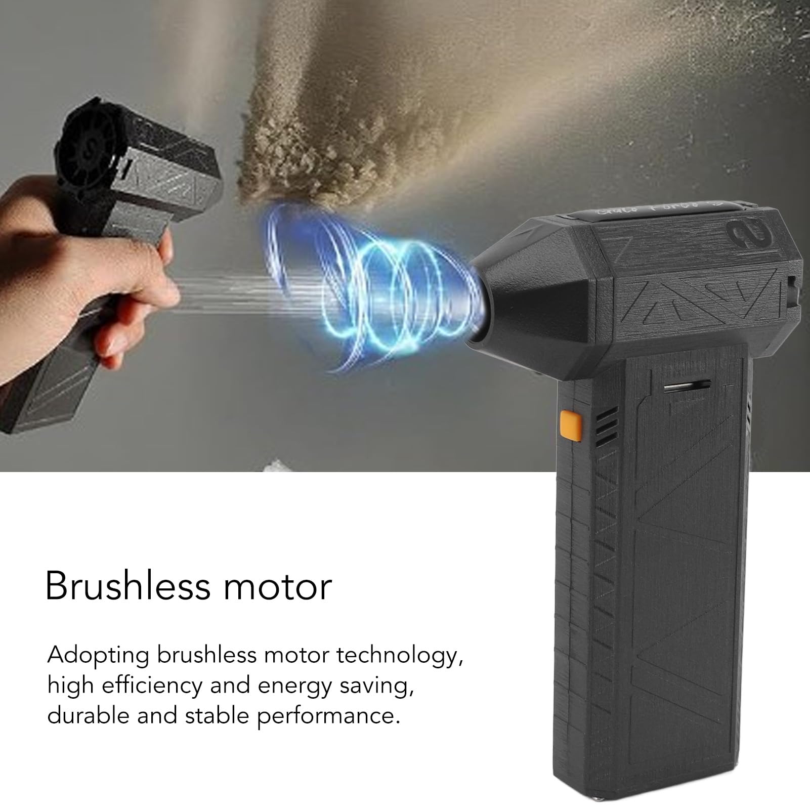 Blower, Mini Dry Blower, Brushless Motor 130000RPM Stepless Adjustment, Powerful Turbo Handhold Cordless Air Duster for Car Cleaning, Outdoor Camping, Battery Operated