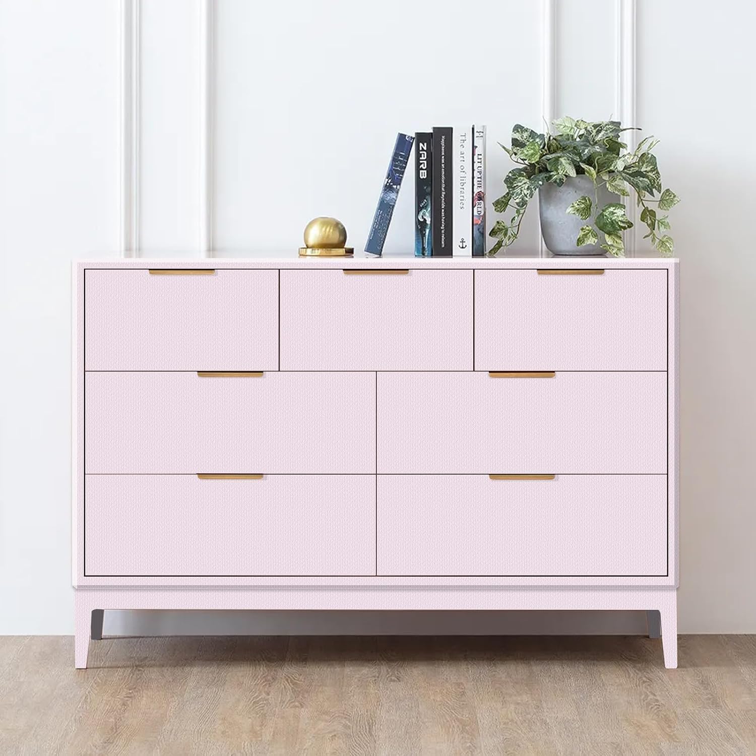 Pink Wallpaper Peel and Stick Pink Contact Paper 15.7inch x 118.1inch Removable Textured Wallpaper Light Pink Self-Adhesive Wall Paper Thicken Vinyl Roll for Cabinets Drawers Shelves Liner