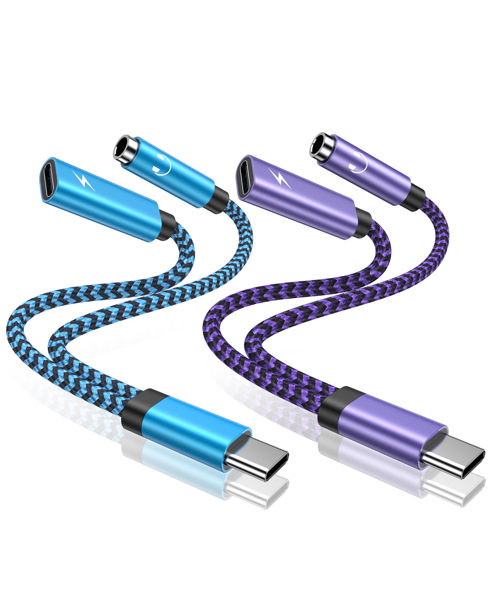 USB C Headphone and Charging Adapter Splitter, (2Pack) 2 in 1 USB C to 3.5mm Headphone Aux Audio Jack and PD Charger Adapter for Google Pixel 8 7Pro 7a 6Pro 6a 5 5a 4 4XL, Samsung Galaxy S24 S23 S22