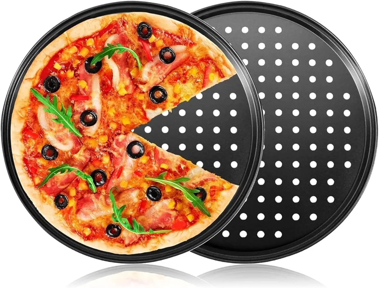 1Pcs Pizza Pans for Oven Round Pizza Pan with Holes 28cm Pizza Tray for Oven Baking Steel Pizza Oven Accessories Kitchen Tools