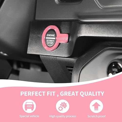 Vista 46 de Cubierta para botón de arranque Bronco, ajuste del botón de arranque del motor compatible con accesorios interiores Ford Bronco 2021-2023, fibra