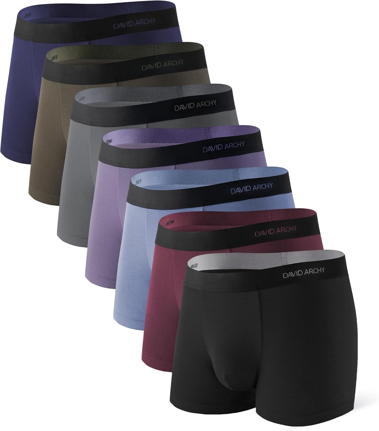 DAVID ARCHY Mens Trunks Underwear Bamboo Rayon 7-Pack, Breathable & Cool Boxer Briefs with Support Pouch