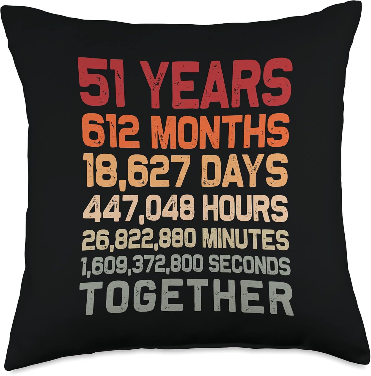 Retro 51 Years Together Cool 51st Couple Wedding Anniversary Throw Pillow