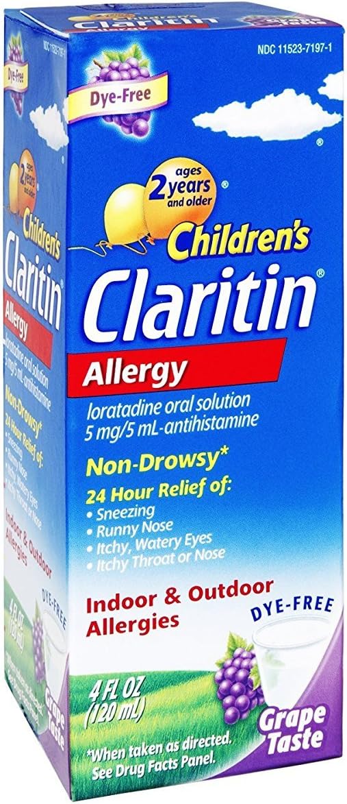 Claritin Childrens 24 Hour Allergy Relief Syrup Grape Pack of 3 in