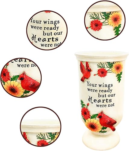 Miniatura 10 de BAYN Decoraciones de tumbas para cementerio, jarrones de alas de ángel con picos para decoraciones de jardín, estatuas de jardín impermeables,