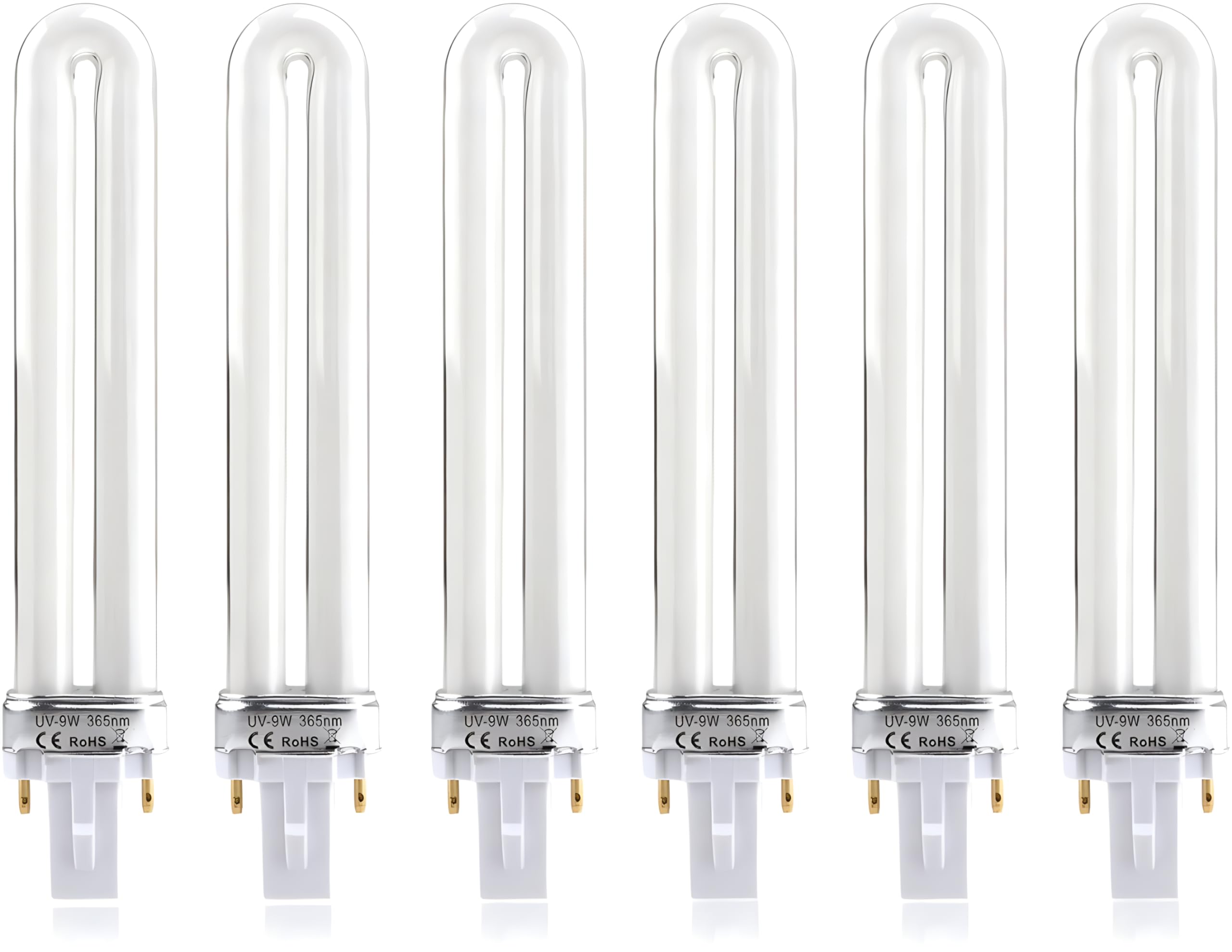 MAGIKON 9W UV Lamp Bulbs 6-Pack, U-Shaped 365nm for Nail Dryer 6 Count (Pack of 1) Normal